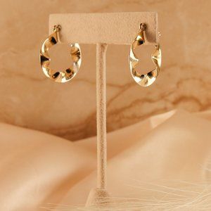 SOLD Vintage Gold Wavy Hoop Earrings